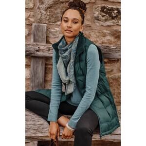 J. Jill down puffer vest dark teal perfomance outerwear size M Petite mp medium